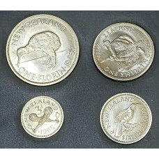 NEW ZEALAND 1965 . PROOF SET . FOUR  4 SILVER COINS . IN THE CASE
